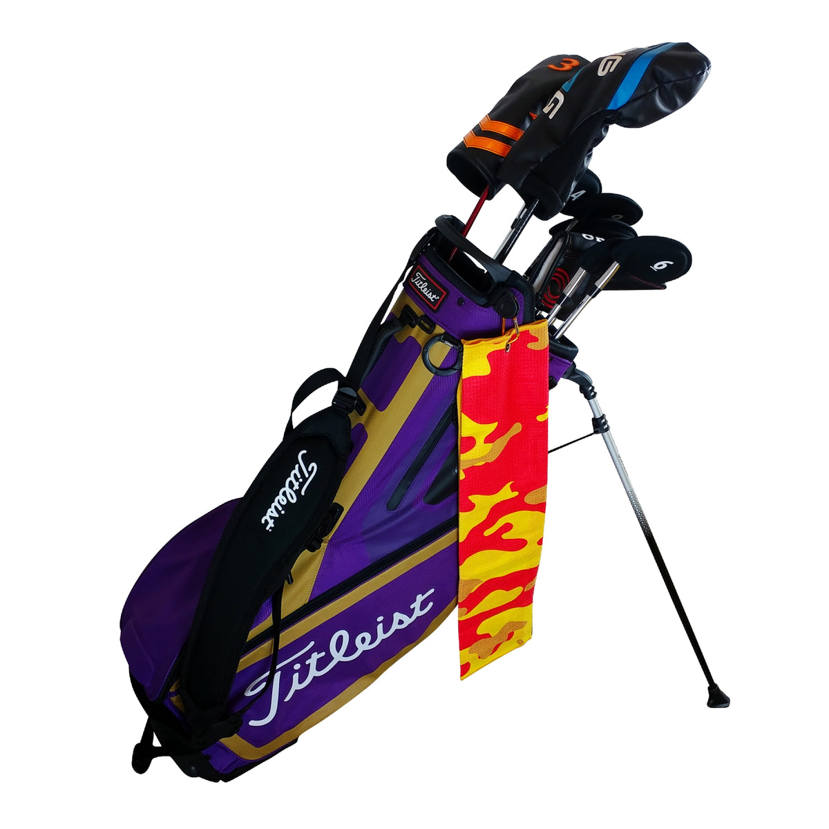 RPG Tri Fold Microfiber Golf Towel Orange Camouflage RED GOLF