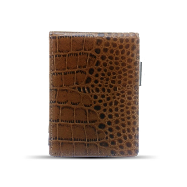 Canberra Series Exotic Crocodile Money Clip Wallet (Brown Crocodile)