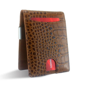 Canberra Series Exotic Crocodile Money Clip Wallet (Brown Crocodile)