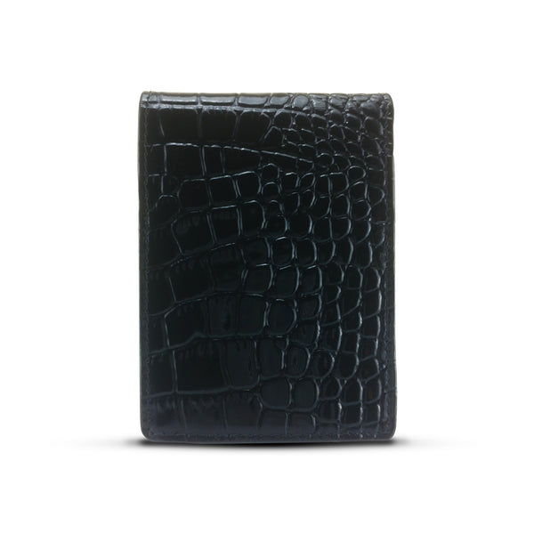 Canberra Series Exotic Crocodile Money Clip Wallet (Black Crocodile) - RED PLANET GOLF