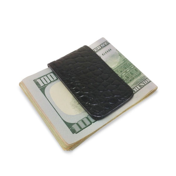 Canberra Series Exotic Crocodile Magnetic Money Clip (Black Crocodile) - RED PLANET GOLF