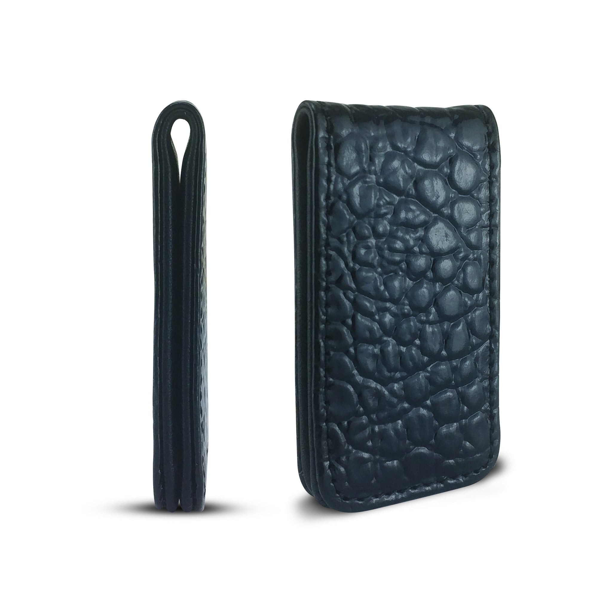 Canberra Series Exotic Crocodile Magnetic Money Clip (Black Crocodile) - RED PLANET GOLF