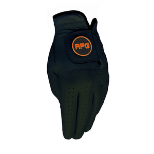 RPG 100% CABRETTA LEATHER COLOR GOLF GLOVE (MENS-BLACK-ORANGE TRIM) - RED PLANET GOLF