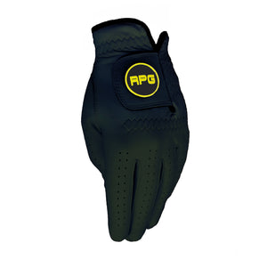 RPG 100% CABRETTA LEATHER COLOR GOLF GLOVE (MENS-BLACK-YELLOW TRIM) - RED PLANET GOLF