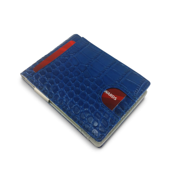 Canberra Series Exotic Crocodile Money Clip Wallet (Blue Crocodile) - RED PLANET GOLF