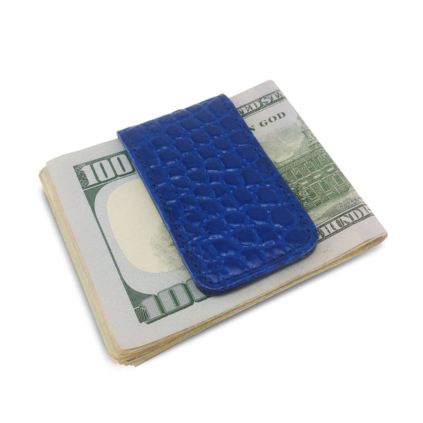 Canberra Series Exotic Crocodile Magnetic Money Clip (Blue Crocodile) - RED PLANET GOLF