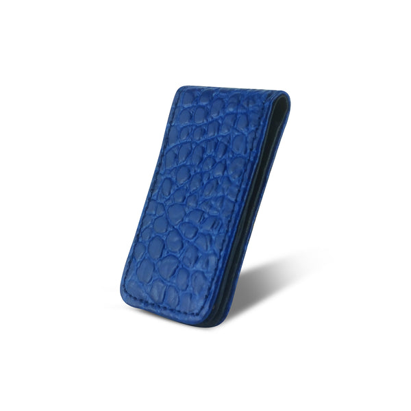 Canberra Series Exotic Crocodile Magnetic Money Clip (Blue Crocodile) - RED PLANET GOLF