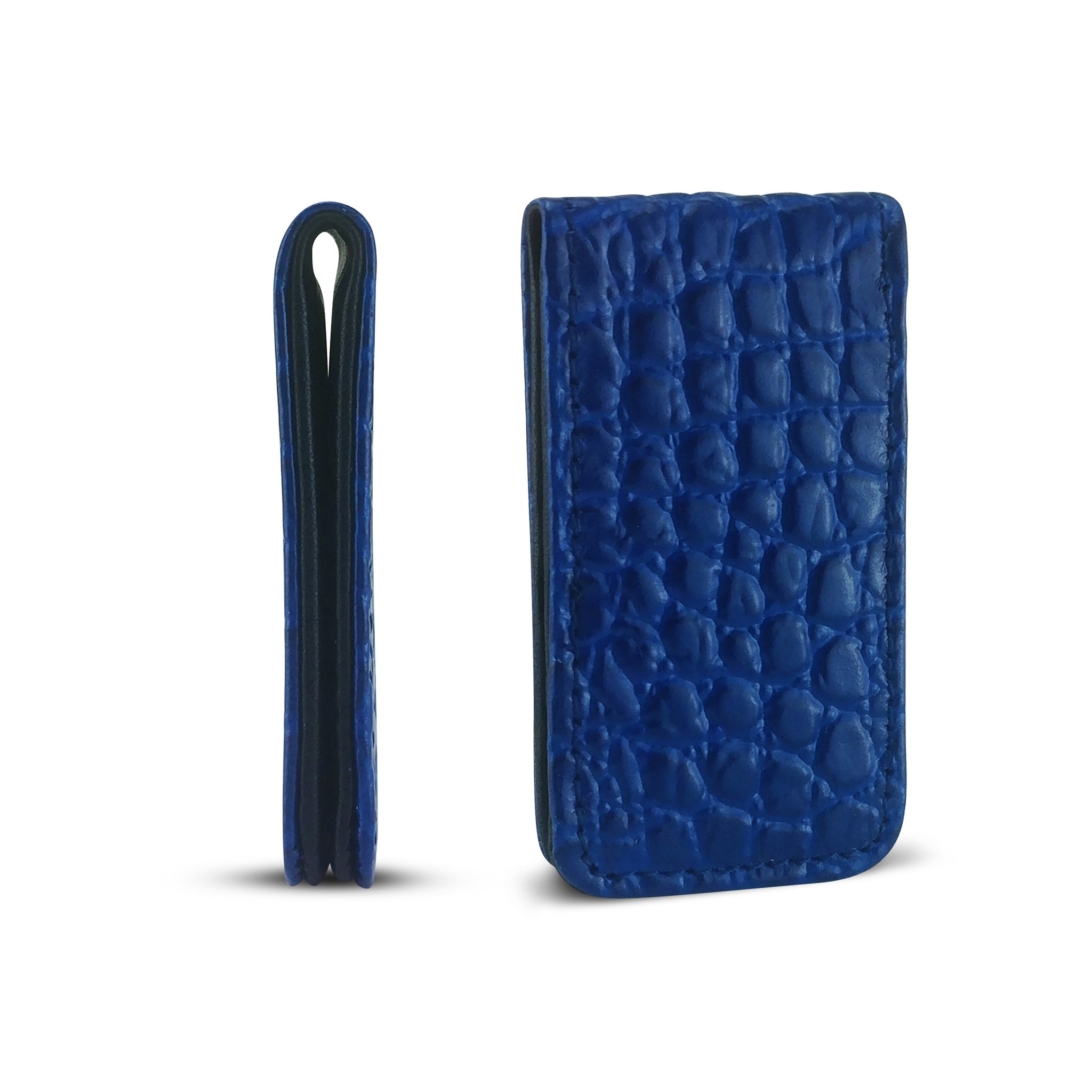 Canberra Series Exotic Crocodile Magnetic Money Clip (Blue Crocodile) - RED PLANET GOLF