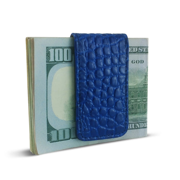 Canberra Series Exotic Crocodile Magnetic Money Clip (Blue Crocodile) - RED PLANET GOLF