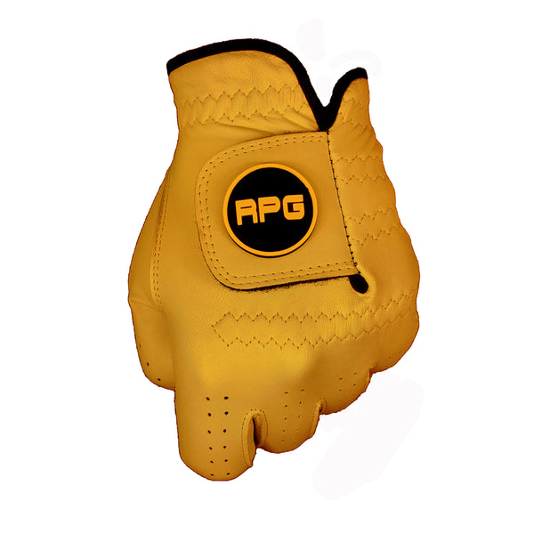 100% Cabretta Leather Color Golf Glove (Mens-Gold)