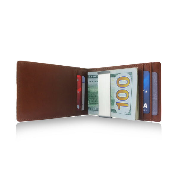 Canberra Series Exotic Crocodile Money Clip Wallet (Brown Crocodile) - RED PLANET GOLF