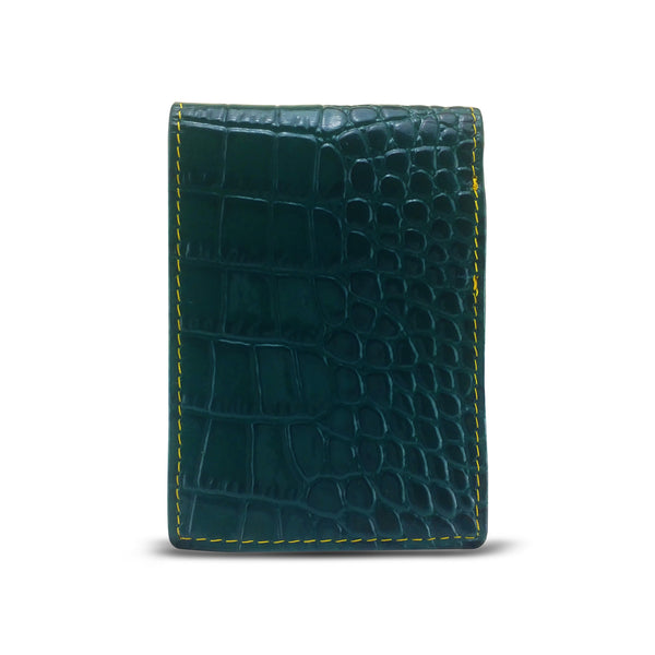 Canberra Series Exotic Crocodile Money Clip Wallet (Green Crocodile) - RED PLANET GOLF