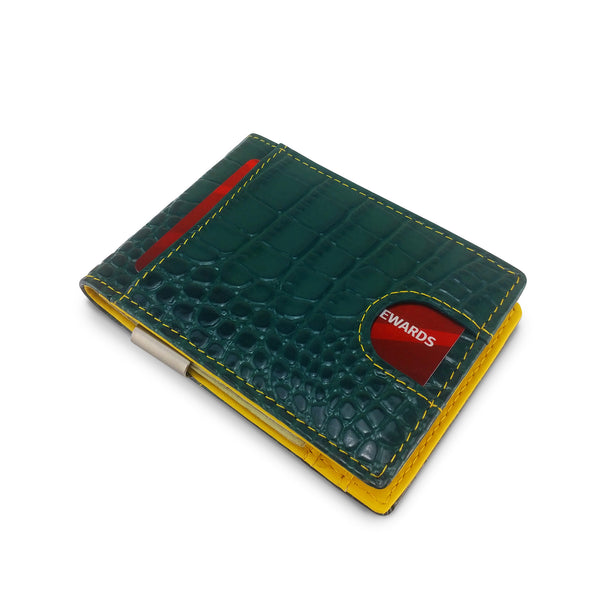 Canberra Series Exotic Crocodile Money Clip Wallet (Green Crocodile) - RED PLANET GOLF