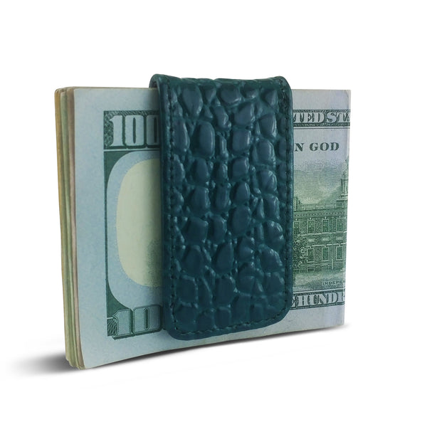 Canberra Series Exotic Crocodile Magnetic Money Clip (Green Crocodile) - RED PLANET GOLF