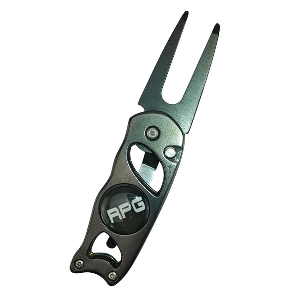 RPG Heavy Duty Stainless Steel Divot Tool-2 Pack (Gunmetal and Blue) - RED PLANET GOLF