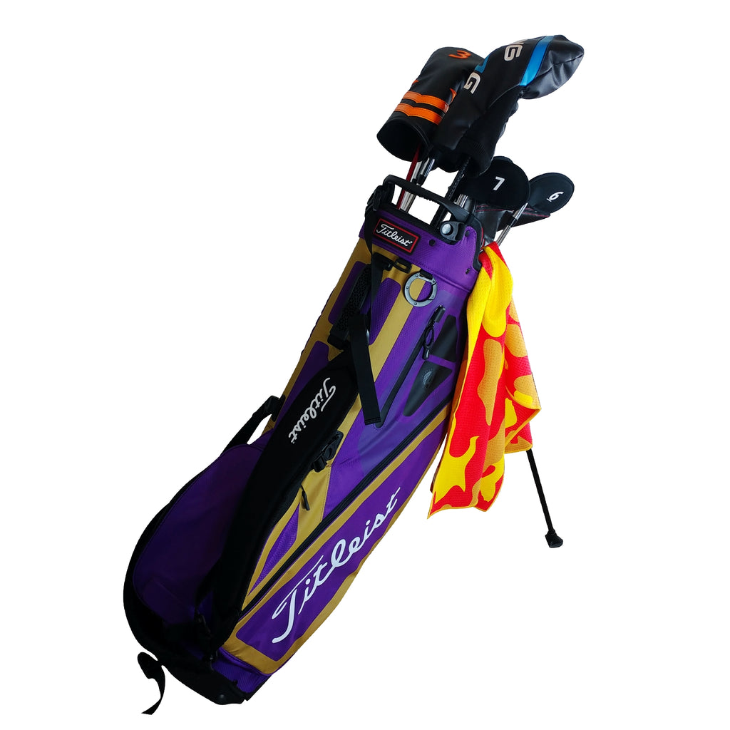 RPG Center Cut Microfiber Golf Towel Waffle Weave Orange RED GOLF