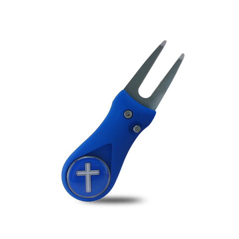 RPG Featherlite Switchblade Divot Tool (BLUE-CROSS) - RED PLANET GOLF