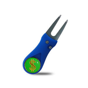 RPG Featherlite Switchblade Divot Tool (BLUE-DOLLAR SIGN) - RED PLANET GOLF