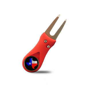RPG Featherlite Switchblade Divot Tool (RED-TEXAS FLAG) - RED PLANET GOLF