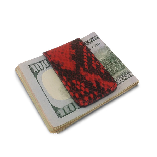 Canberra Series Exotic Python Magnetic Money Clip (Red Python) - RED PLANET GOLF