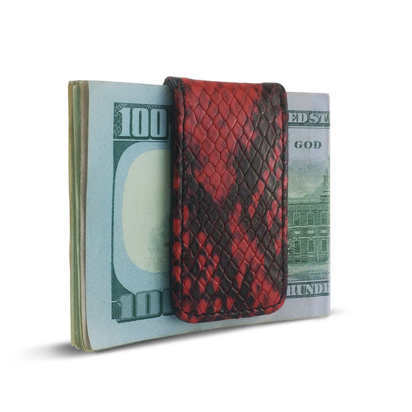 Canberra Series Exotic Python Magnetic Money Clip (Red Python) - RED PLANET GOLF