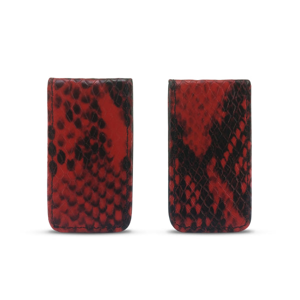 Canberra Series Exotic Python Magnetic Money Clip (Red Python) - RED PLANET GOLF